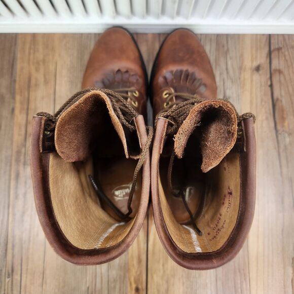 Justin Kiltie Logger Boots Mens Sz 9 D Brown Leather Lace Up Soft Toe Work Ranch - Picture 7 of 11